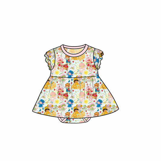 July Pre-order Flutter Sleeve Bodysuit Twirl - Vintage Strawberry