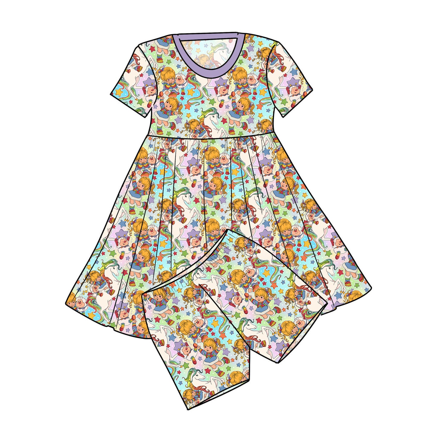 July Pre-order Twirl Dress with Shorts - Vintage Rainbow