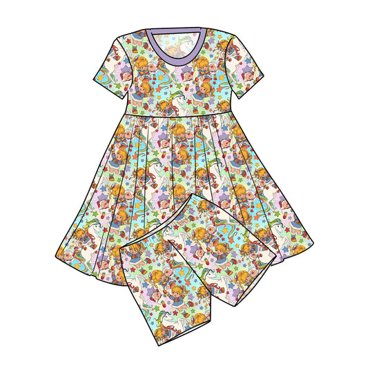 July Pre-order Twirl Dress with Shorts - Vintage Rainbow