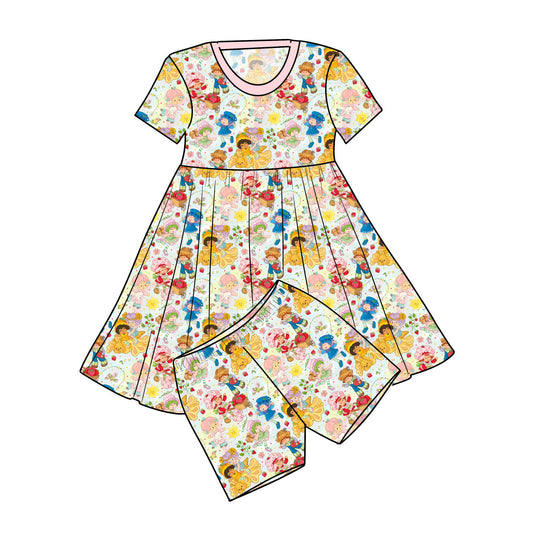 July Pre-order Twirl Dress with Shorts - Vintage Strawberry