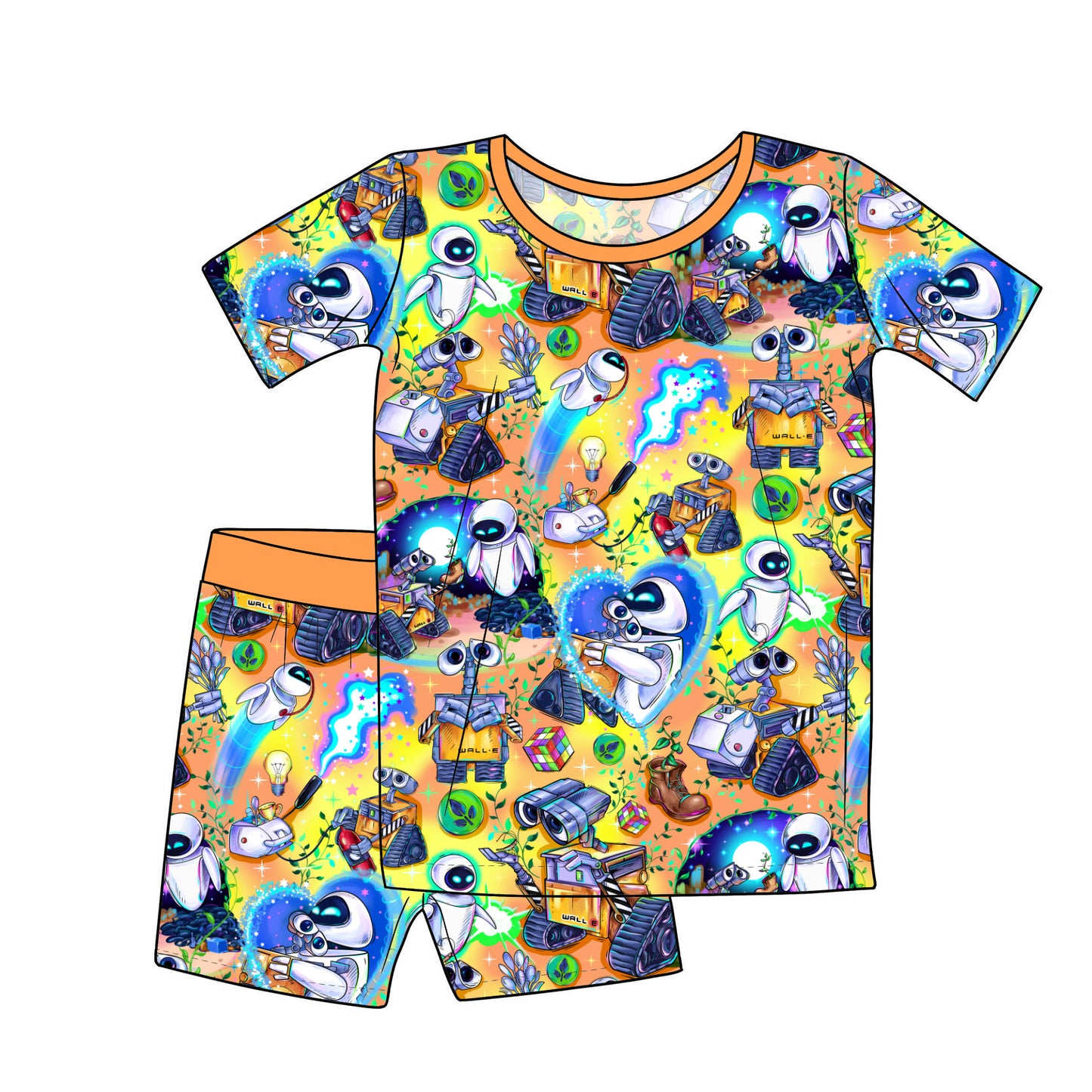 RTS Short Sleeve and Shorts Pajama Set - Wall-E Orange