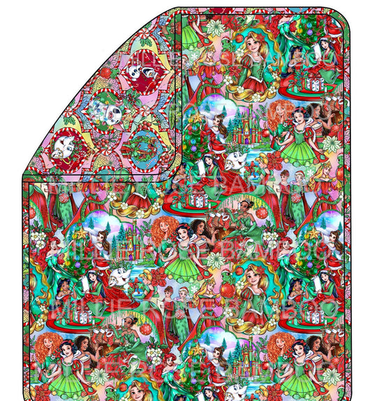RTS Triple Layer Quilted Bamboo Blanket - XMas Princesses
