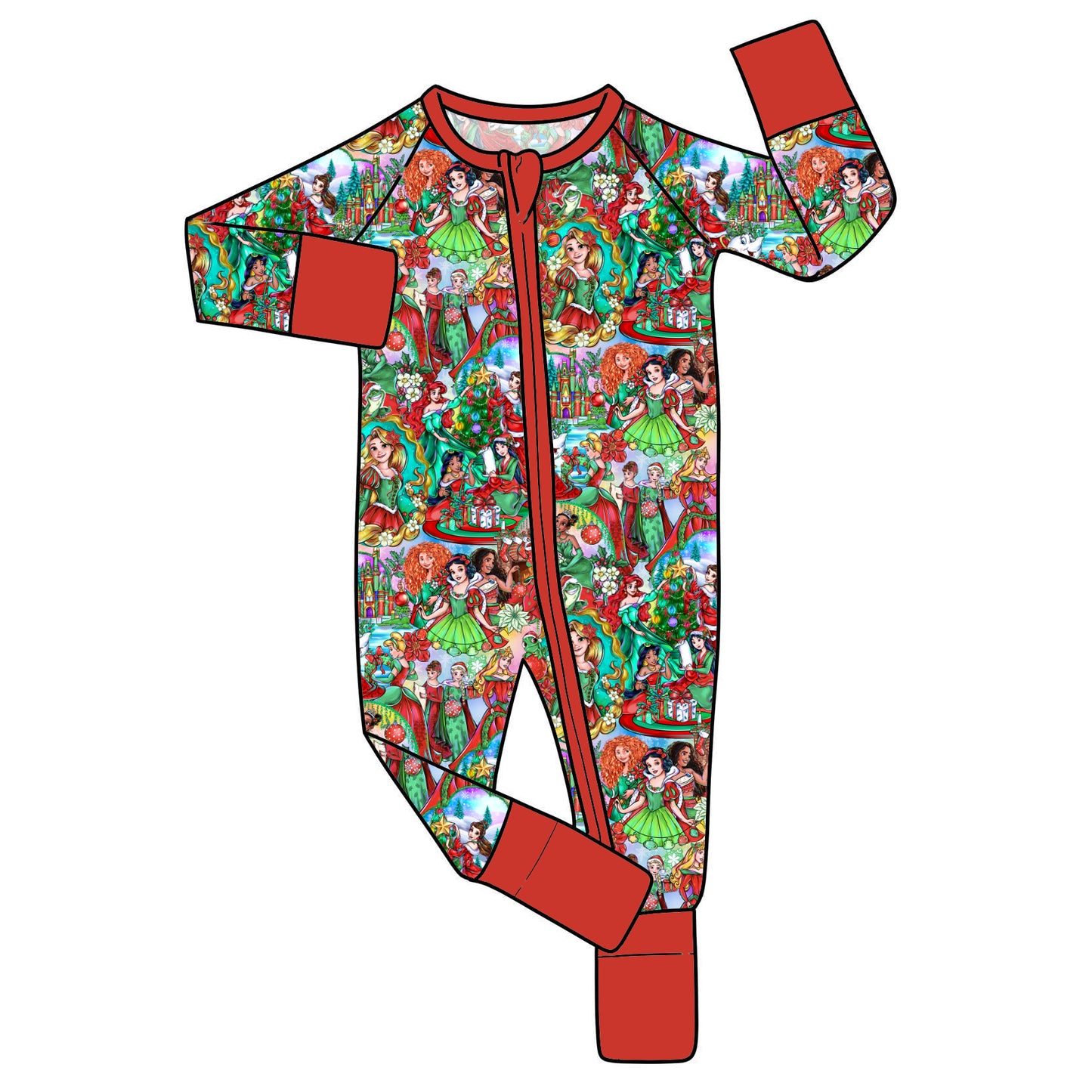 RTS Bamboo Convertible Zip Romper - XMas Princesses