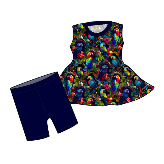 June Pre-Order Sleeveless Peplum and Shorts - Birds