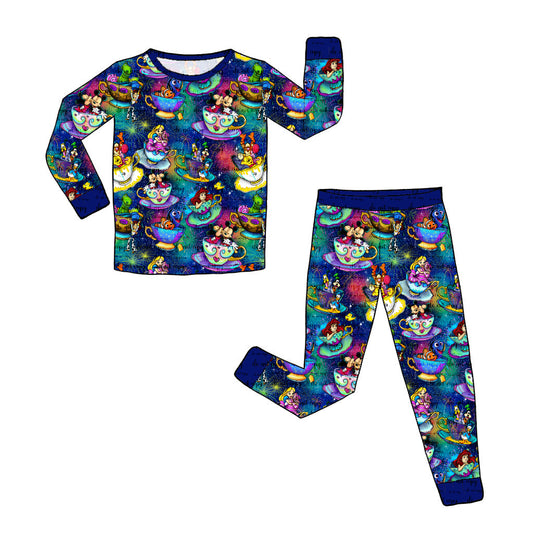 June Pre-Order Bamboo Long Sleeve and Pants Pajama Set - Blue Teacups