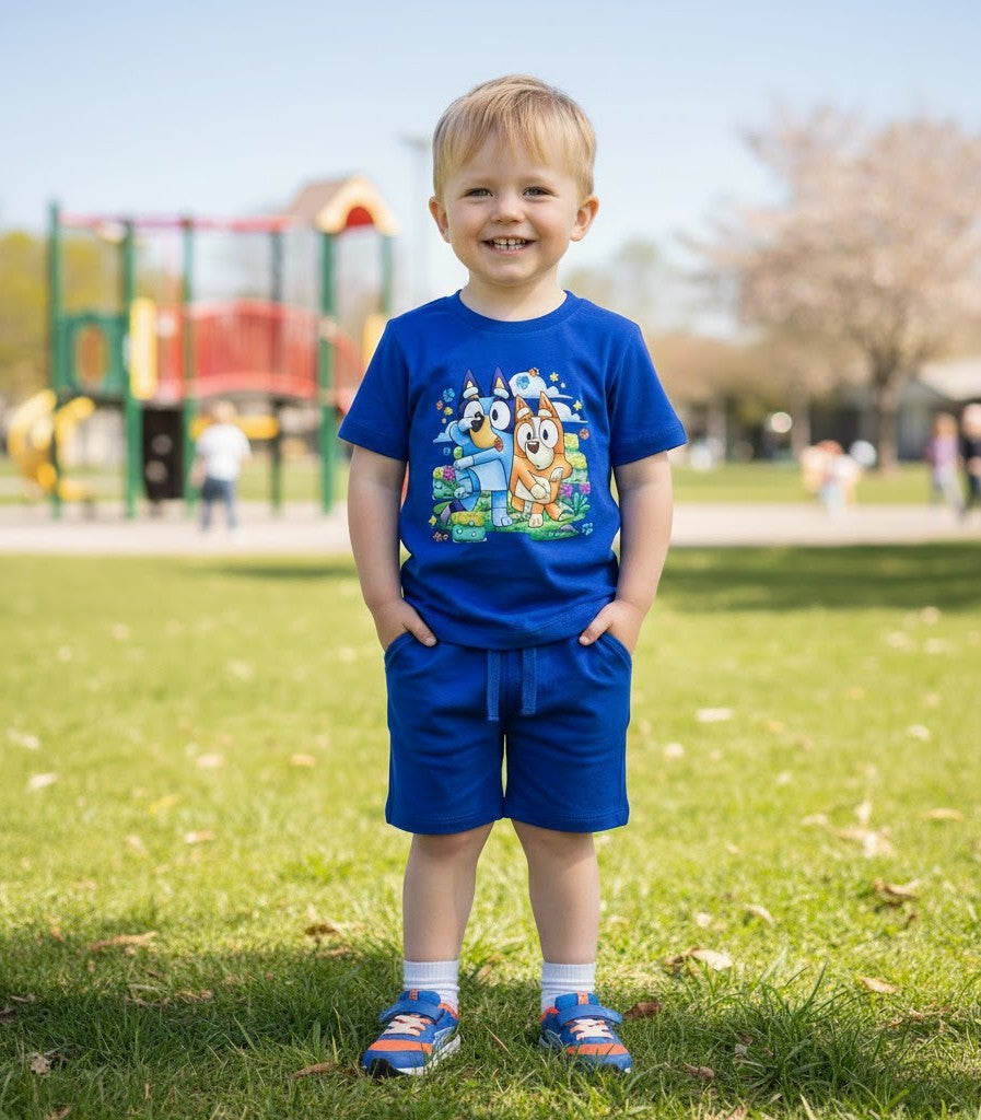 RTS Graphic Tee and Shorts Daywear - Rainbow Dogs