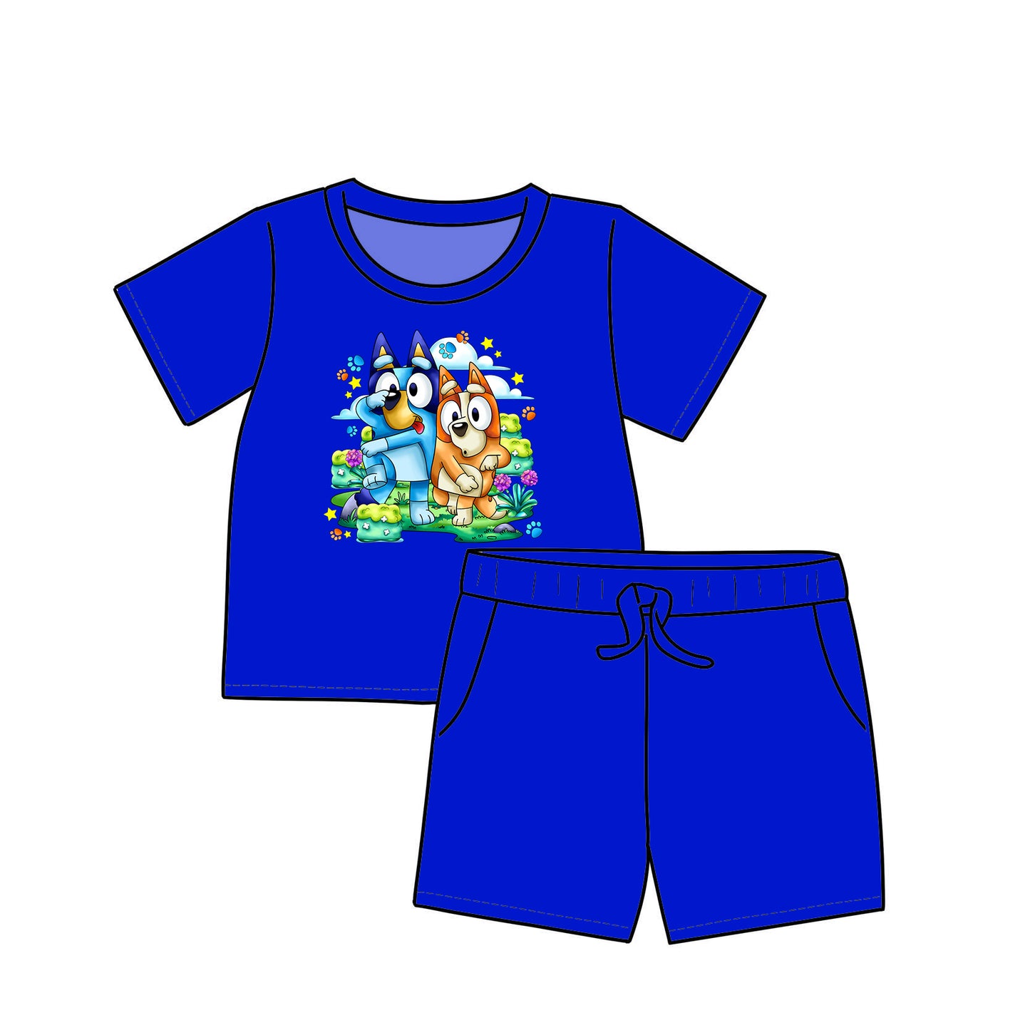 RTS Graphic Tee and Shorts Daywear - Rainbow Dogs