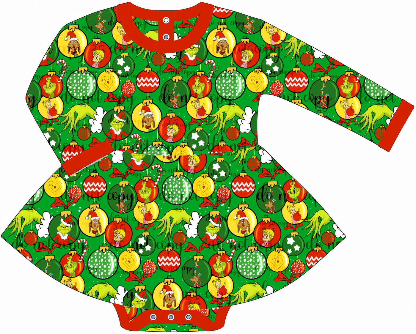 NOV Pre-Order Long Sleeve Bodysuit Twirl - Green Balls