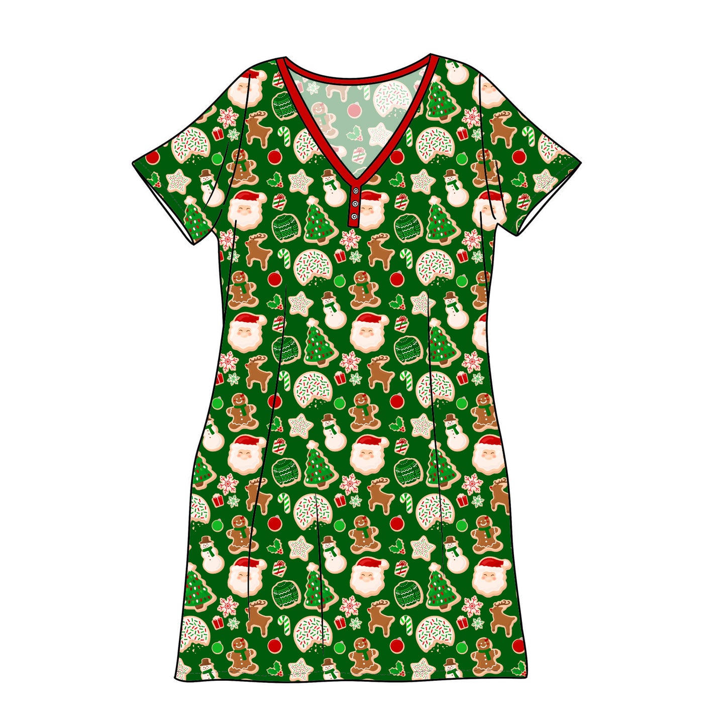 RTS Bamboo Adult Sleep Gown - XMas Cookies