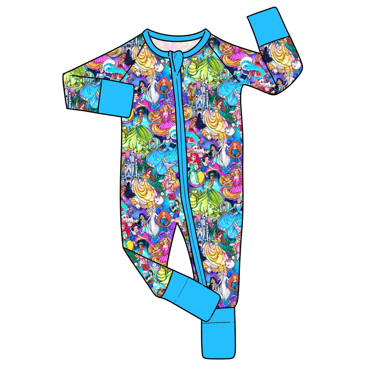 RTS Bamboo Convertible Zip Romper - Storybook Princesses