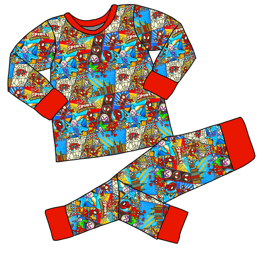 RTS Long Sleeve and Pants Pajama Set - RED Spidey RED