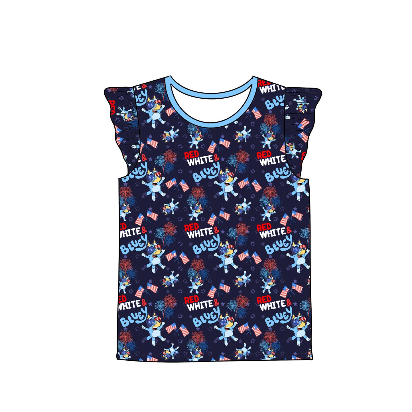 RTS Flutter Sleeve Tee - Red White & Bluey