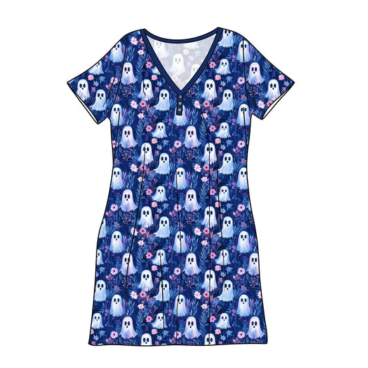 RTS Bamboo Adult Sleep Gown - Ghost Flowers