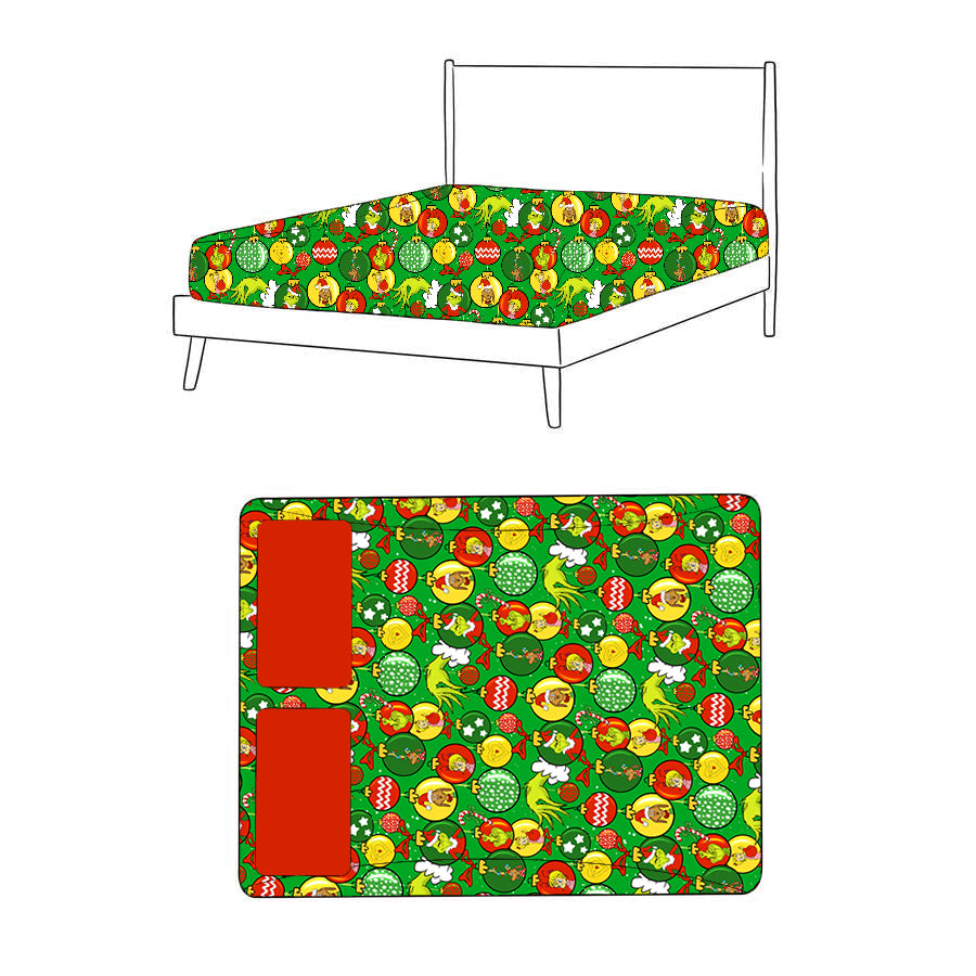 Nov Pre-order Queen/King Fitted Sheet - Green Balls