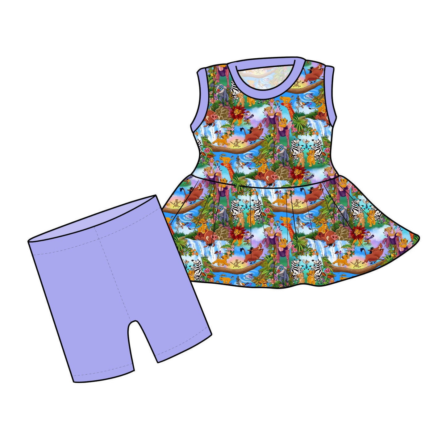 April Pre-Order Sleeveless Peplum and Shorts - Hakuna Matata