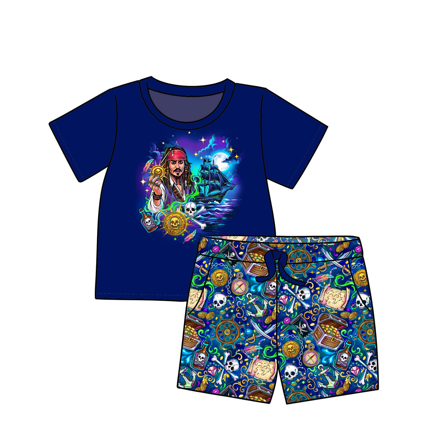 Sept/Oct Pre-Order Tee and Shorts Bamboo Daywear - Pirates