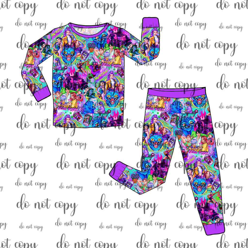 RTS Long Sleeve and Pants Pajama Set - Huntrix