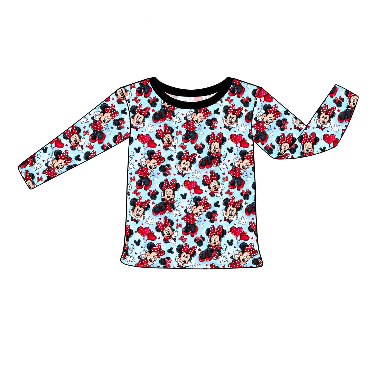 RTS (girl's/unisex) Bamboo Long Sleeve Tee - So Minnie Hearts