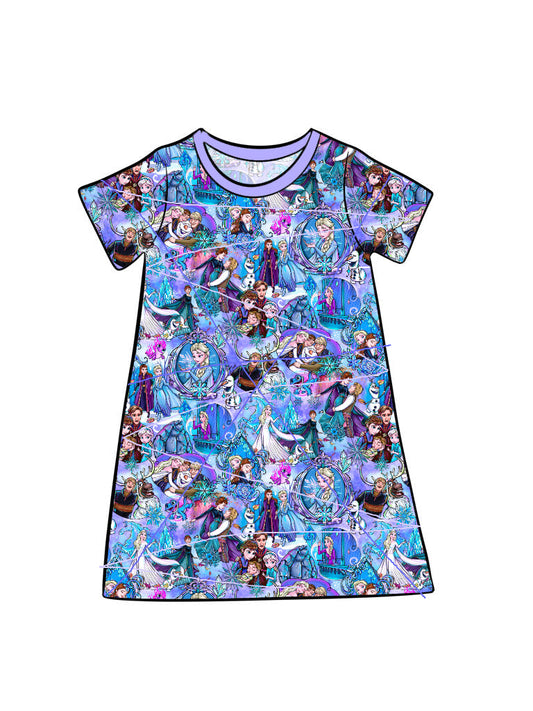 RTS Kid's Tee Dress/Lounge Gown - Let It Go Rerun