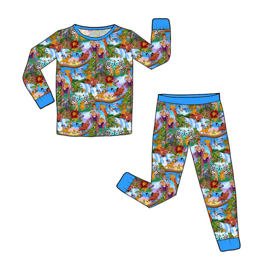 April Pre-Order Bamboo Long Sleeve and Pants Pajama Set - BLUE Hakuna Matata BLUE