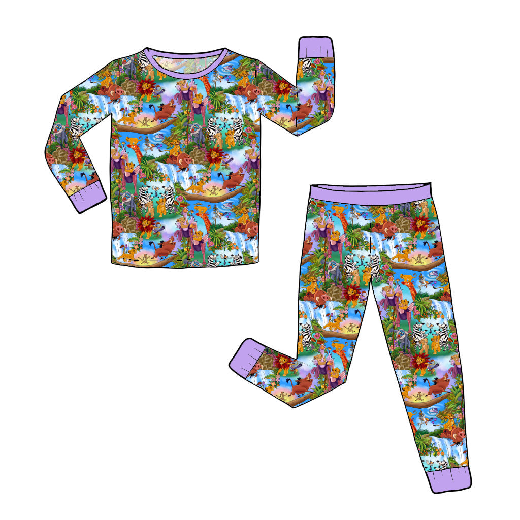 April Pre-Order Bamboo Long Sleeve and Pants Pajama Set - PURPLE Hakuna Matata PURPLE