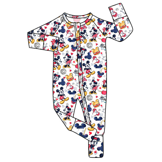 May Pre-Order Bamboo Convertible Zip Romper - Mouse Treats