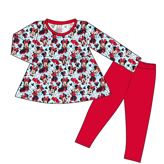 RTS Peplum and Leggings - So Minnie Hearts