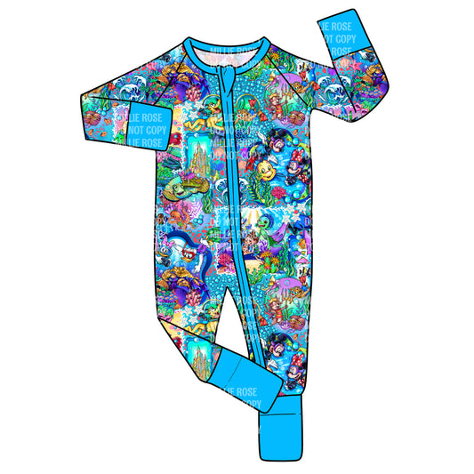 JAN Pre-Order Bamboo Convertible Zip Romper - Ocean Buddies