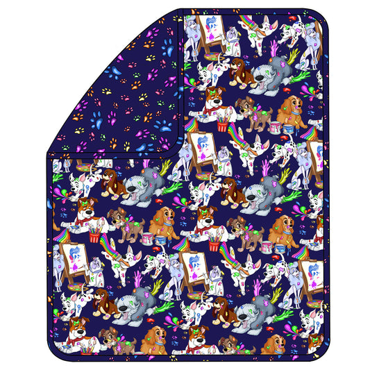 RTS 50x60 Triple Layer Quilted Bamboo Blanket - Painting Pups