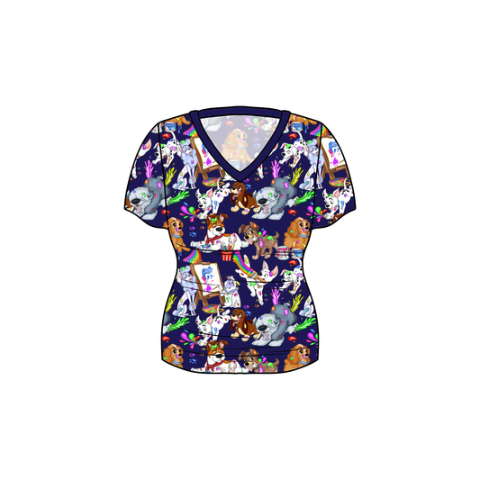 RTS Bamboo Adult V-Neck Tee - Painting Pups