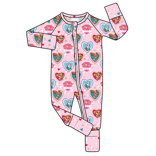 FEB Pre-Order Bamboo Convertible Zip Romper - Heart Patrol