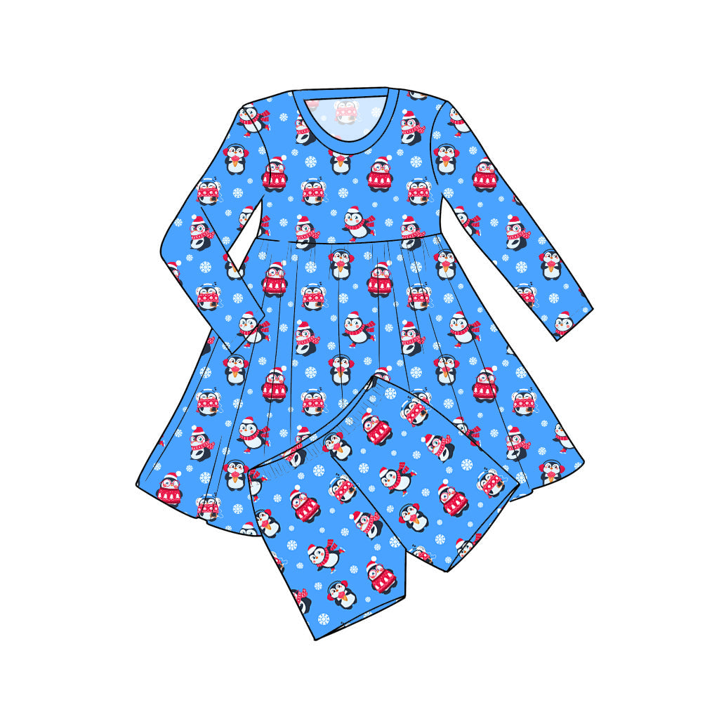 NOV Pre-Order Long Sleeve Bamboo Twirl with Shorts - Penguins