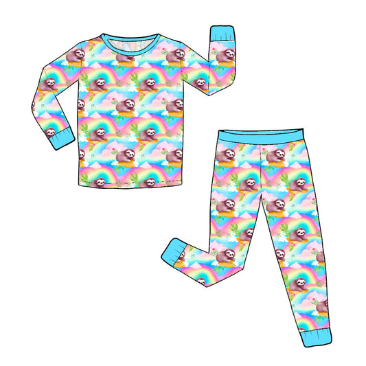 RTS Long Sleeve and Pants Pajama Set - Rainbow Sloths