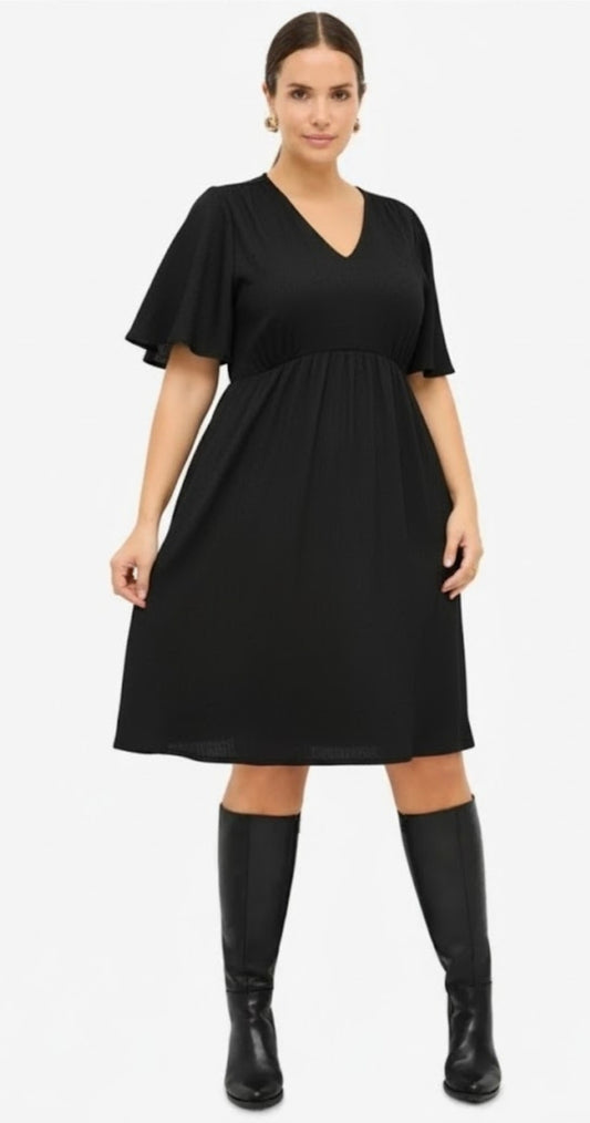 RTS Women's ultra flutter dress - Onyx Black