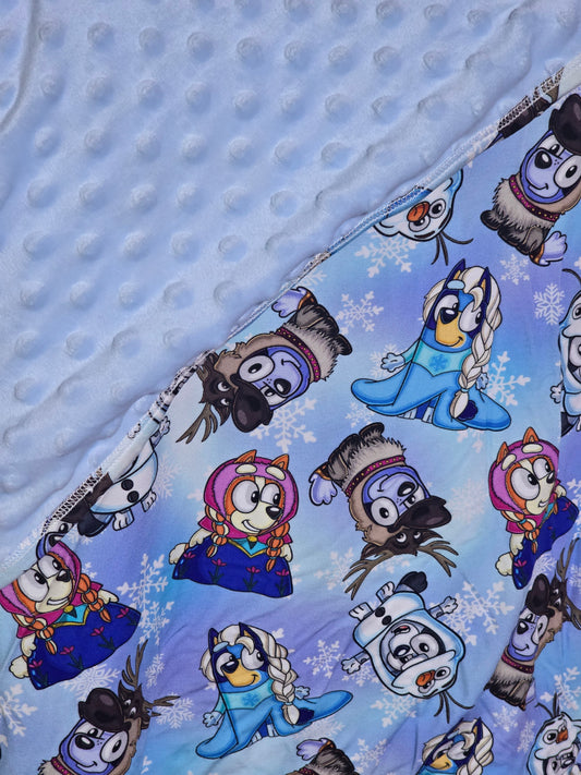 RTS 30x40 Toddler Minky dot bamboo blanket - Frozen Dogs