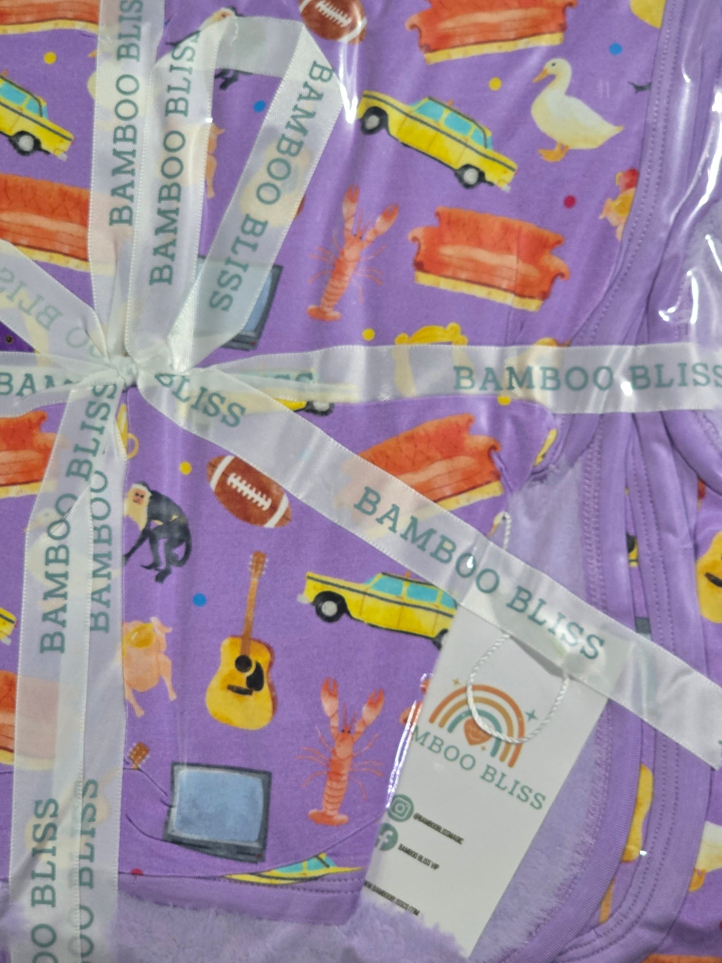 RTS 85x62 BAMBOO/MINKY Blanket - Bamboo Bliss Friends