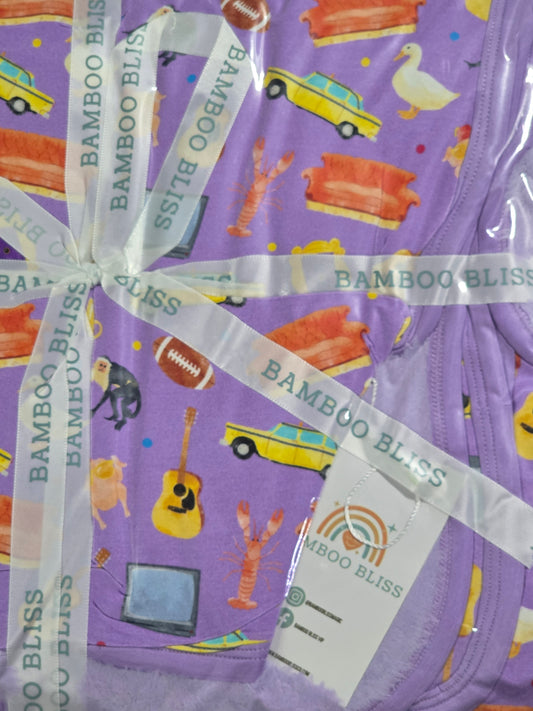 RTS 85x62 BAMBOO/MINKY Blanket - Bamboo Bliss Friends