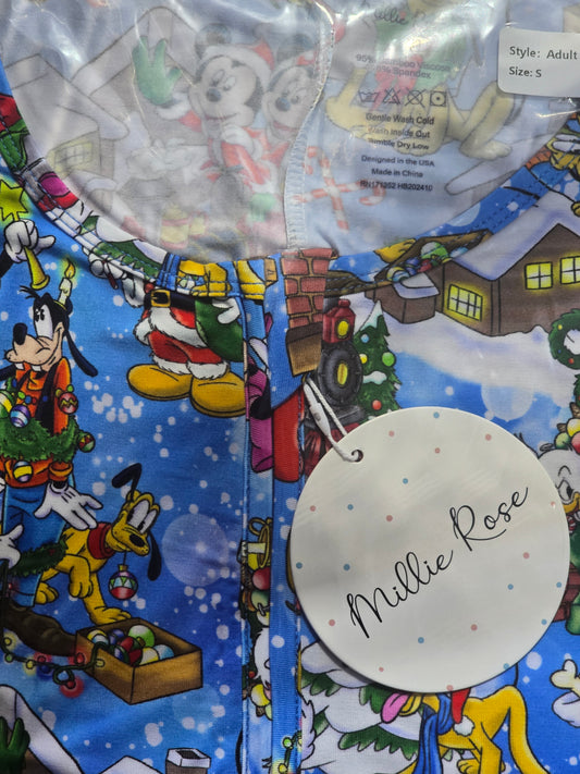 SIZE DOWN! RTS ADULT Bamboo Convertible Zip Romper - All Aboard