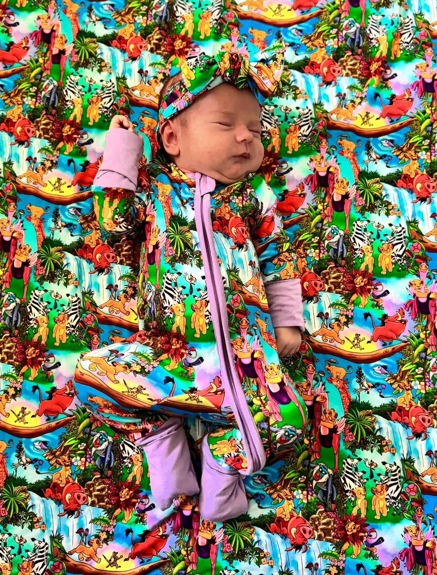 April Pre-Order Bamboo Convertible Zip Romper - PURPLE Hakuna Matata PURPLE