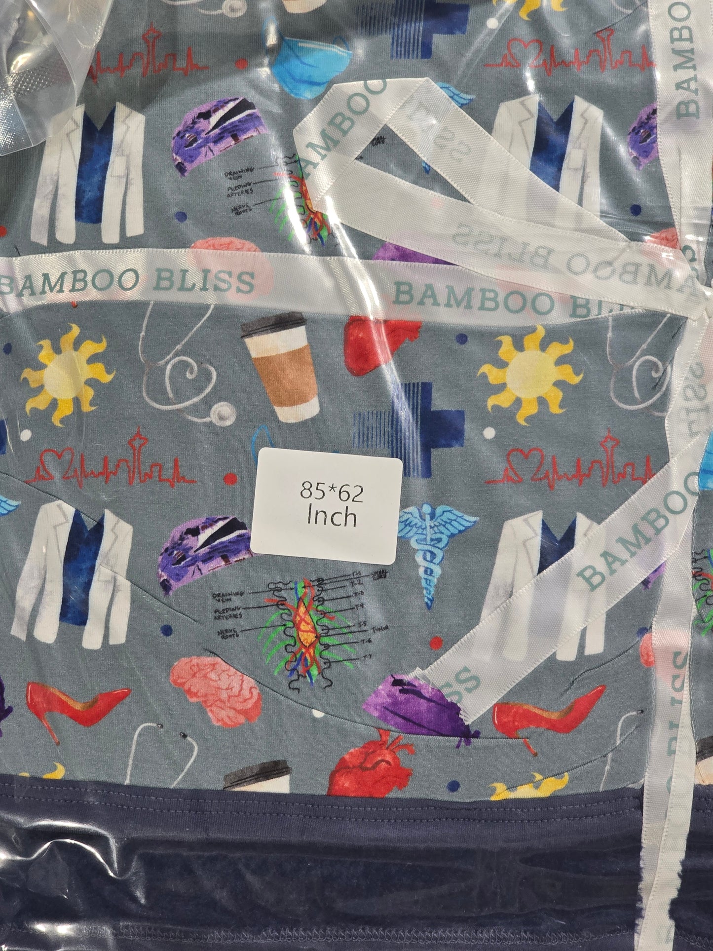 RTS 85x62 BAMBOO/MINKY Blanket - Bamboo Bliss Grey's