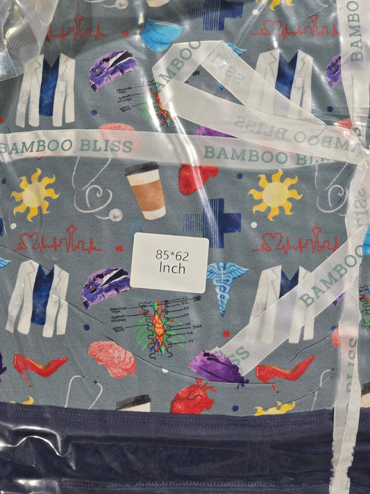 RTS 85x62 BAMBOO/MINKY Blanket - Bamboo Bliss Grey's