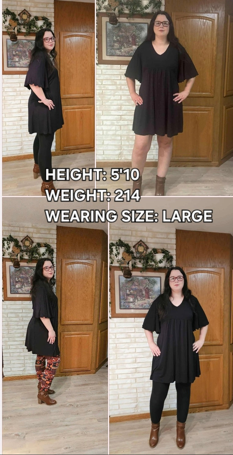 RTS Women's ultra flutter dress - Onyx Black
