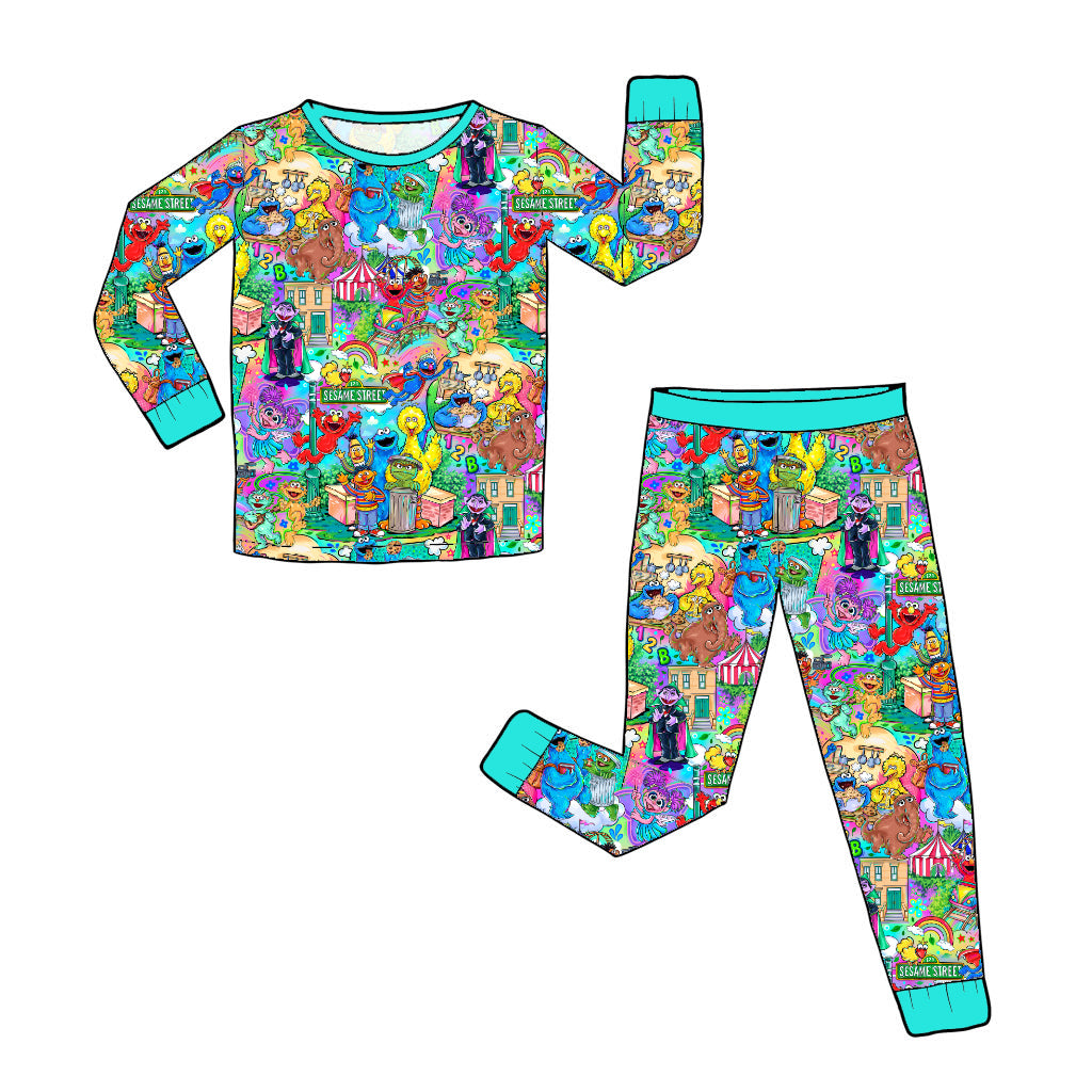 Jan27 Pre-order Bamboo Long Sleeve and Pants Pajama Set - 123 Sesame