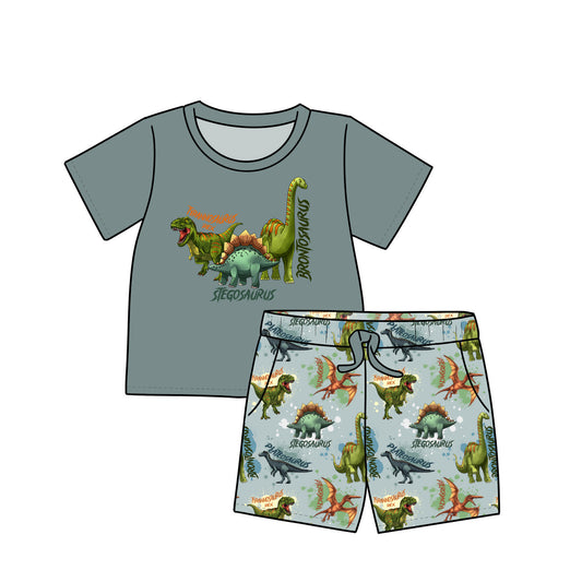 July Pre-Order Tee and Shorts Bamboo Daywear - Splatter Dinos