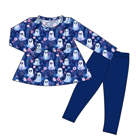 RTS Peplum and Leggings - Ghost Flowers