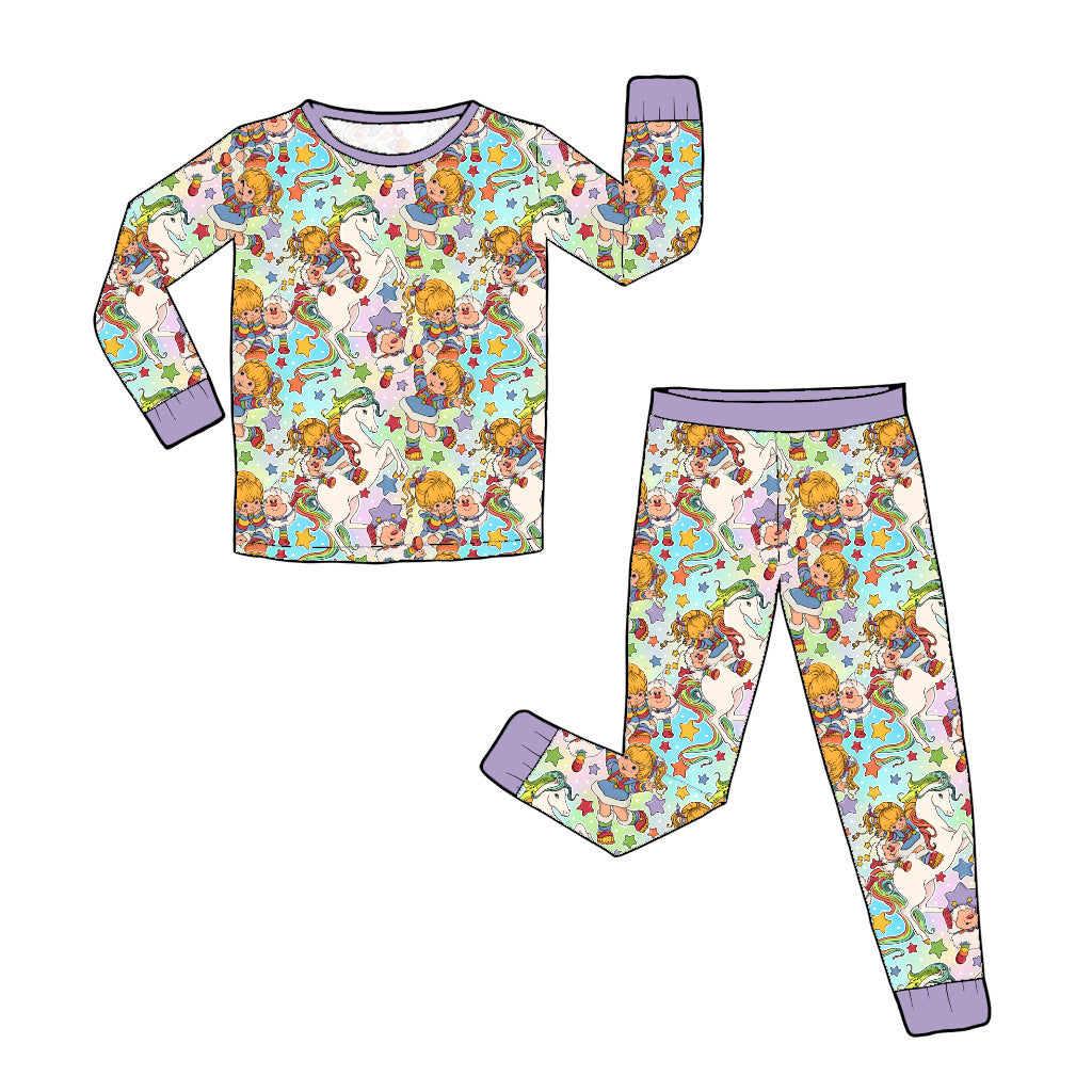 July Pre-Order Bamboo Long Sleeve and Pants Pajama Set - Vintage Rainbow