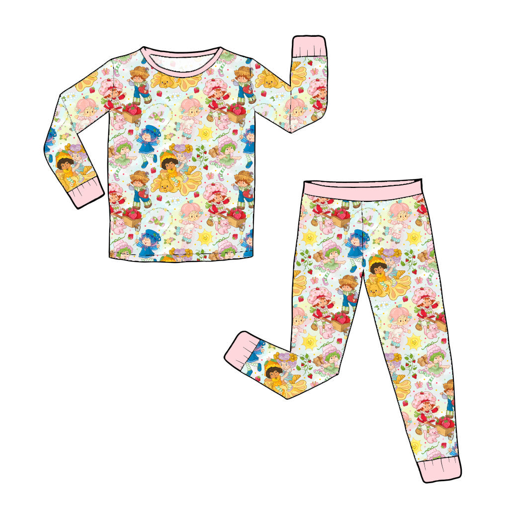 July Pre-Order Bamboo Long Sleeve and Pants Pajama Set - Vintage Strawberry