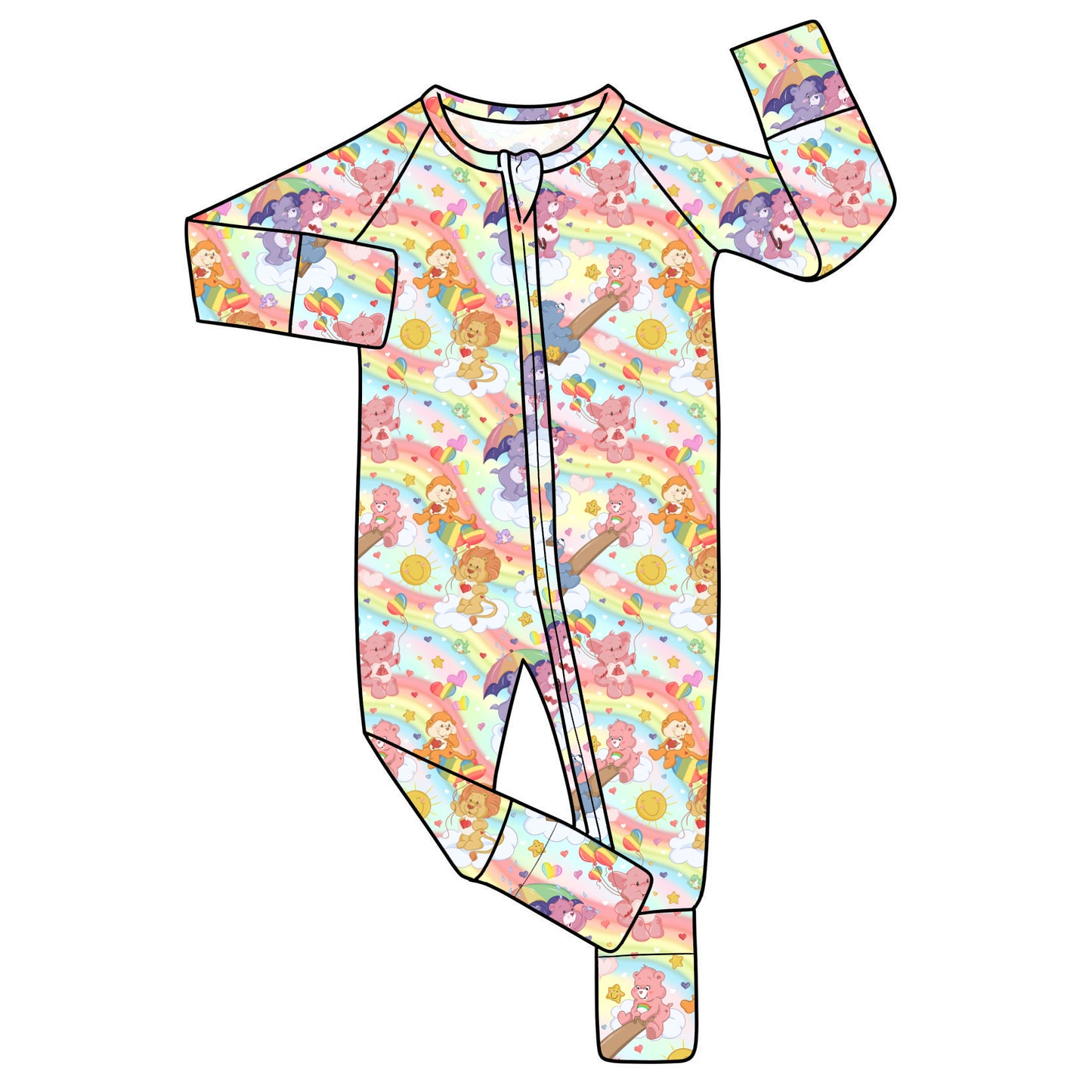 July Pre-Order Bamboo Convertible Zip Romper - Vintage Bears