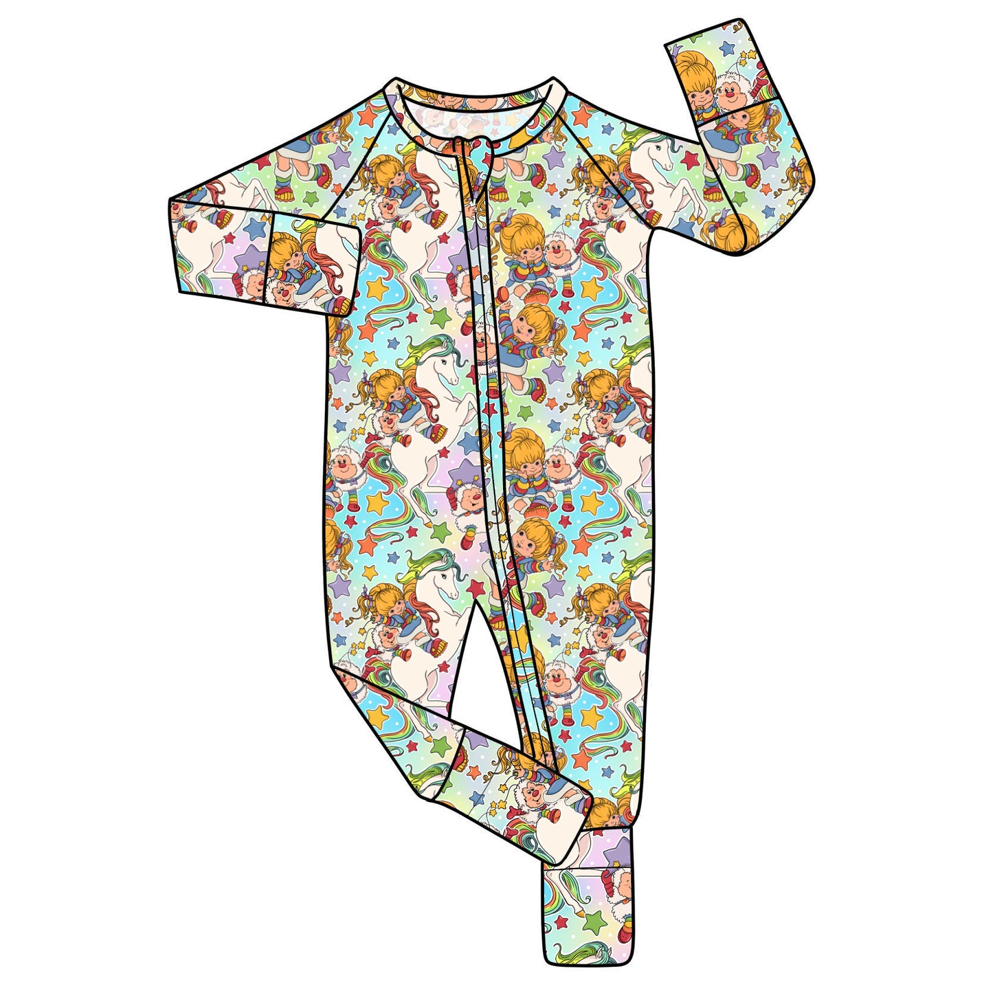 July Pre-Order Bamboo Convertible Zip Romper - Vintage Rainbow