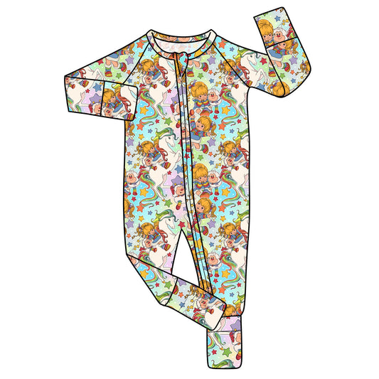 July Pre-Order Bamboo Convertible Zip Romper - Vintage Rainbow